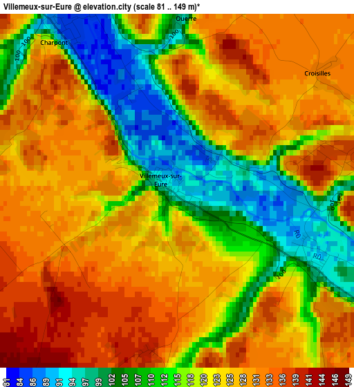 Villemeux-sur-Eure elevation map