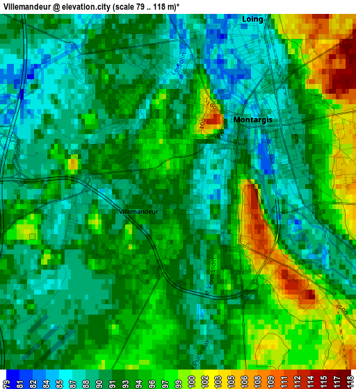 Villemandeur elevation map