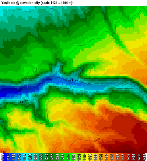 Yeşildere elevation map