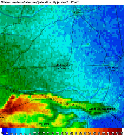 Villelongue-de-la-Salanque elevation map
