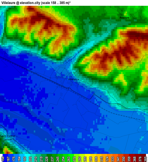 Villelaure elevation map