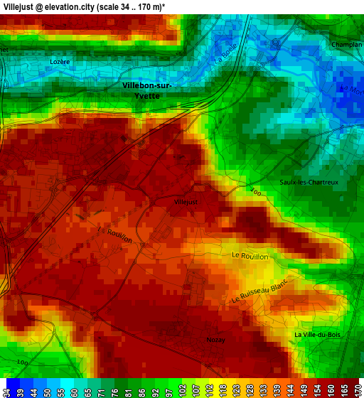 Villejust elevation map