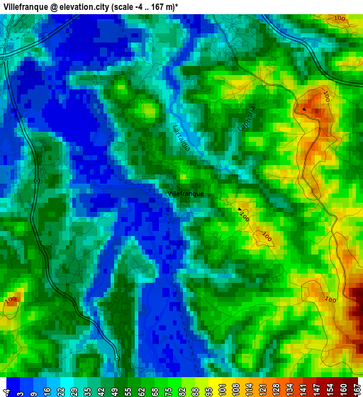 Villefranque elevation map