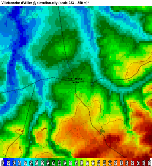 Villefranche-d’Allier elevation map