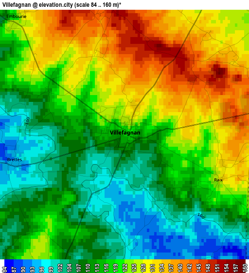 Villefagnan elevation map