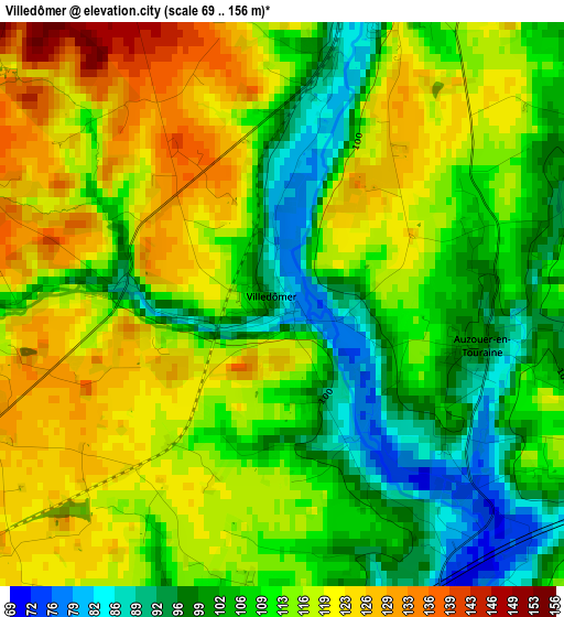 Villedômer elevation map