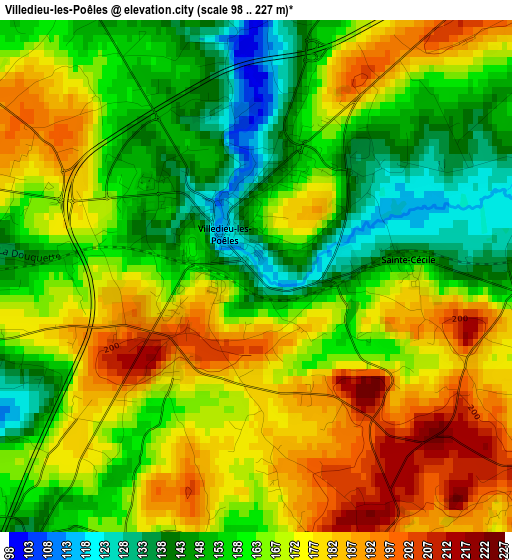 Villedieu-les-Poêles elevation map