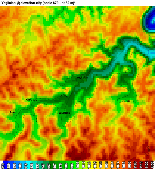 Yeşilalan elevation map