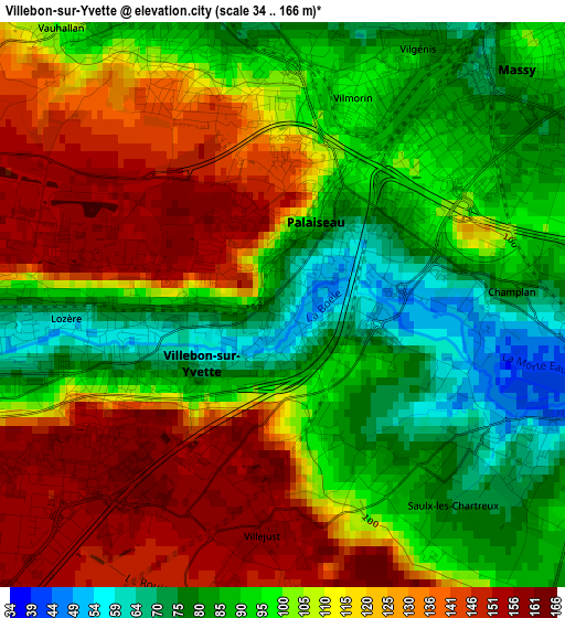 Villebon-sur-Yvette elevation map