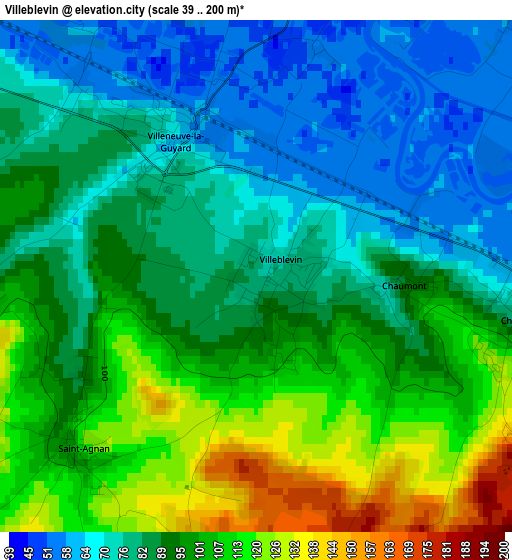 Villeblevin elevation map