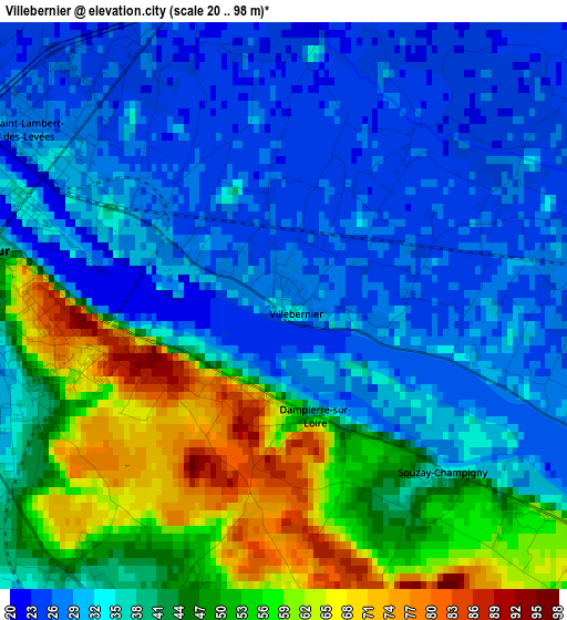 Villebernier elevation map