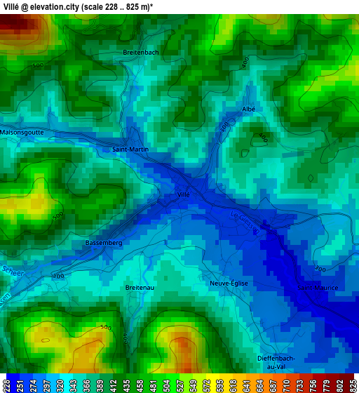 Villé elevation map