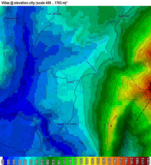 Villaz elevation map