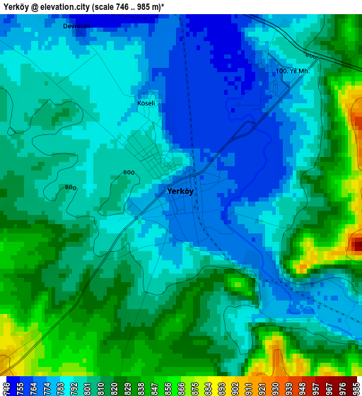 Yerköy elevation map