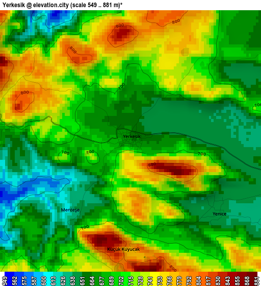 Yerkesik elevation map