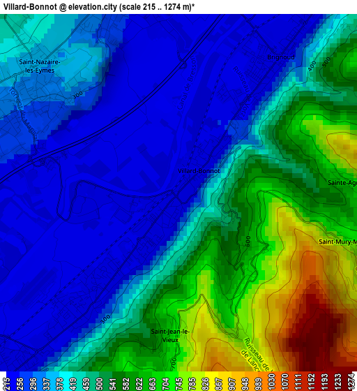 Villard-Bonnot elevation map