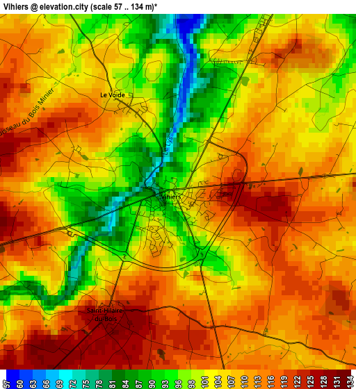 Vihiers elevation map