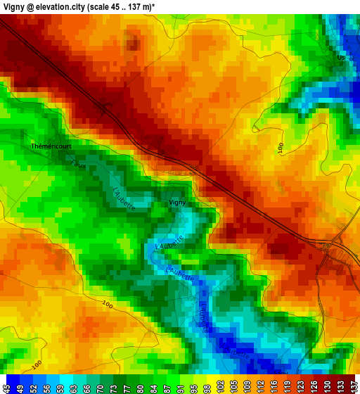 Vigny elevation map