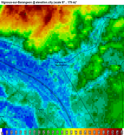 Vignoux-sur-Barangeon elevation map