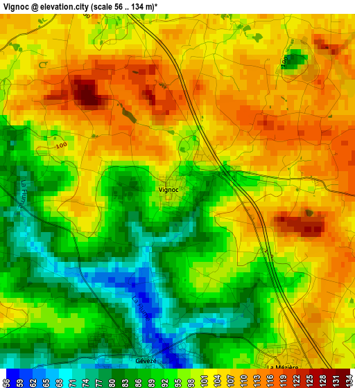 Vignoc elevation map