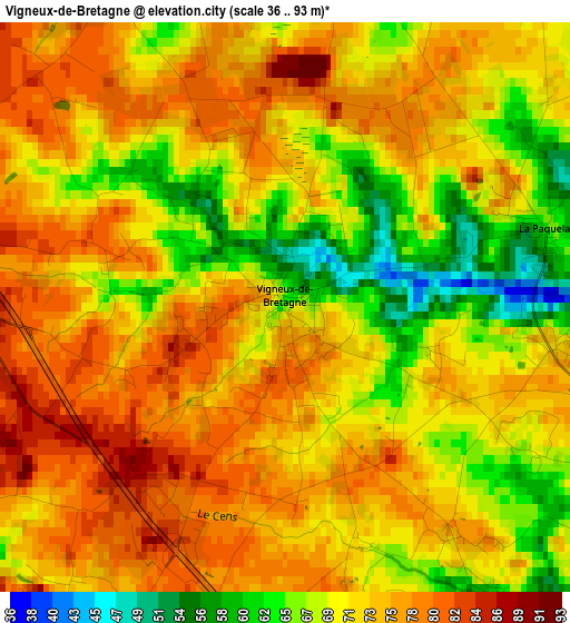 Vigneux-de-Bretagne elevation map