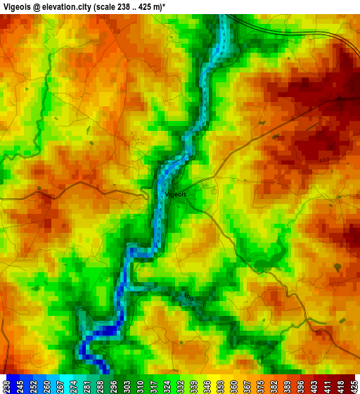 Vigeois elevation map