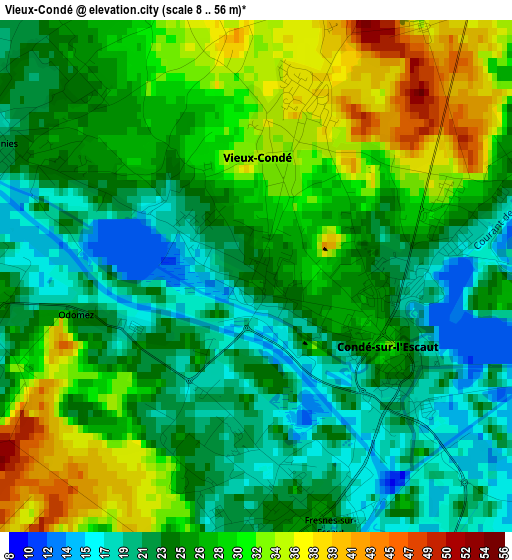 Vieux-Condé elevation map