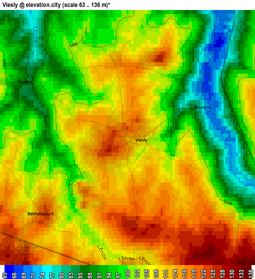 Viesly elevation map