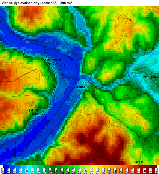 Vienne elevation map