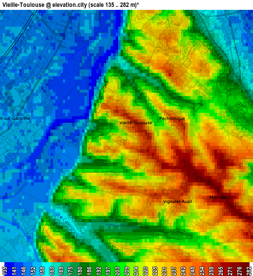 Vieille-Toulouse elevation map