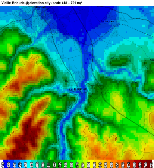 Vieille-Brioude elevation map