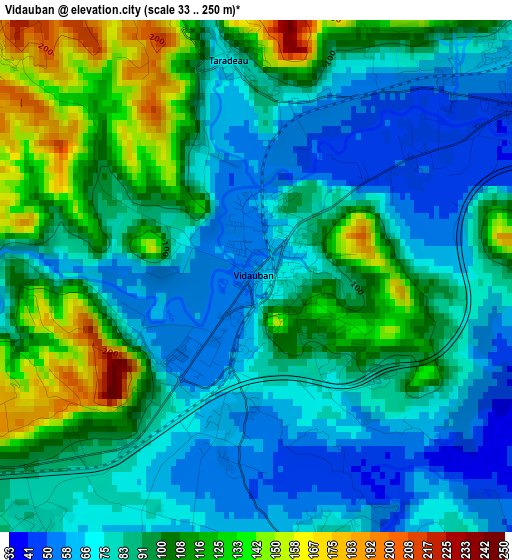 Vidauban elevation map