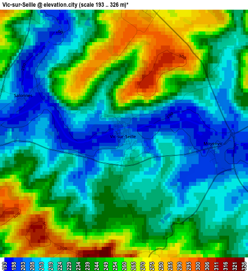 Vic-sur-Seille elevation map