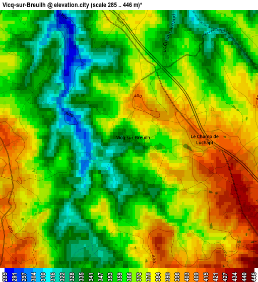 Vicq-sur-Breuilh elevation map