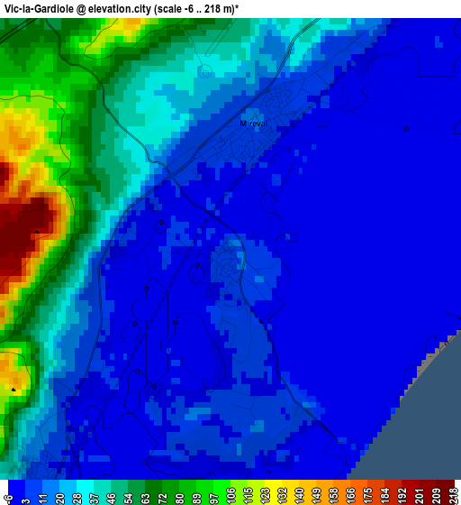 Vic-la-Gardiole elevation map