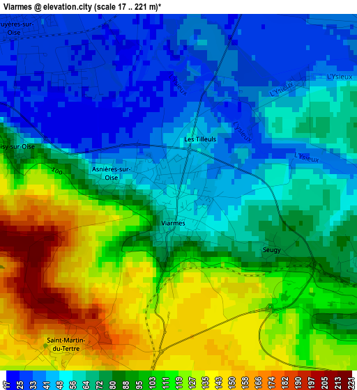 Viarmes elevation map