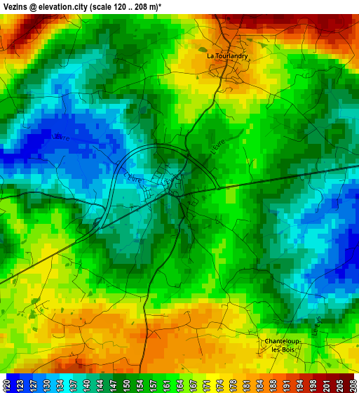 Vezins elevation map