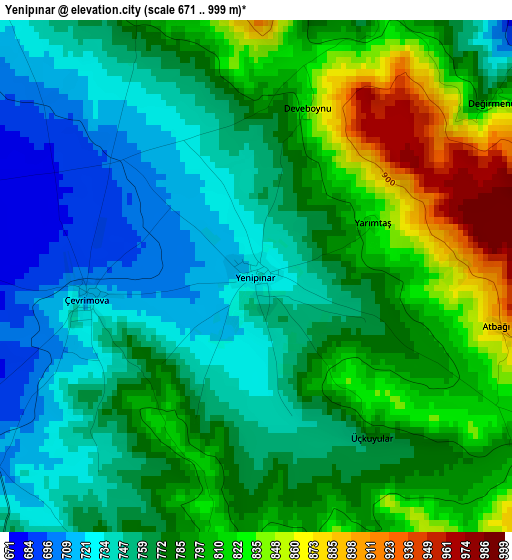 Yenipınar elevation map