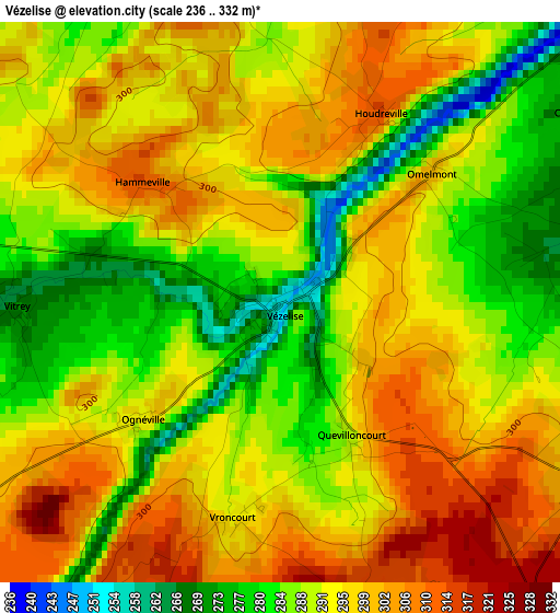 Vézelise elevation map