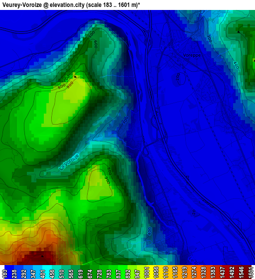 Veurey-Voroize elevation map