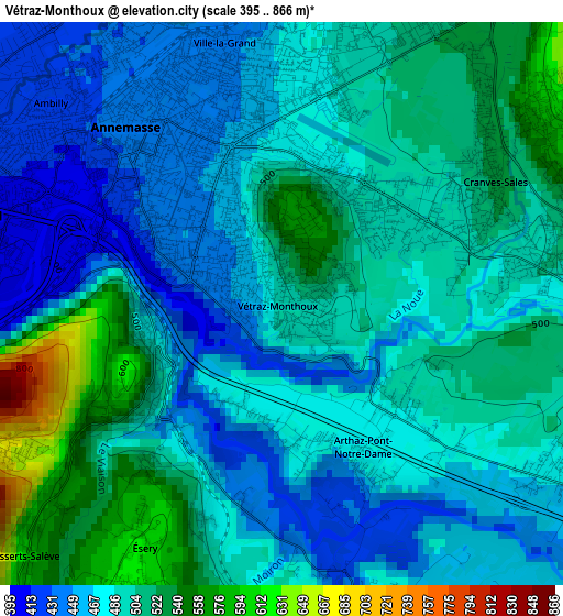 Vétraz-Monthoux elevation map