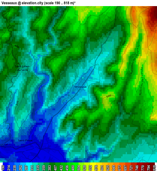 Vesseaux elevation map