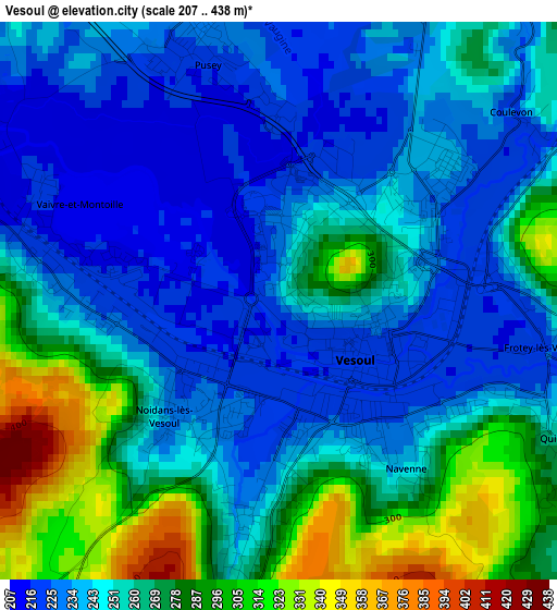 Vesoul elevation map