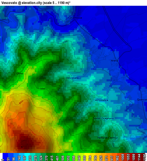 Vescovato elevation map