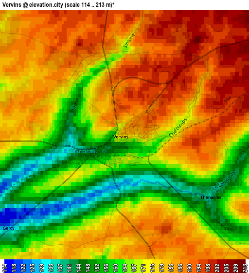 Vervins elevation map