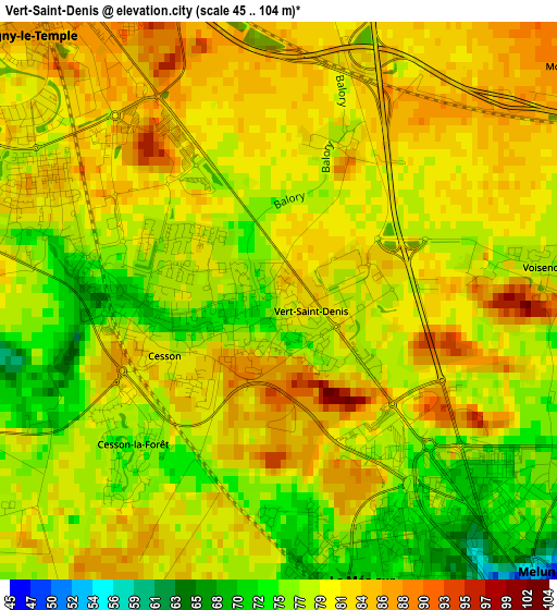 Vert-Saint-Denis elevation map