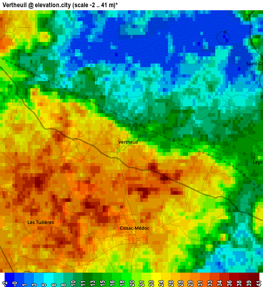 Vertheuil elevation map