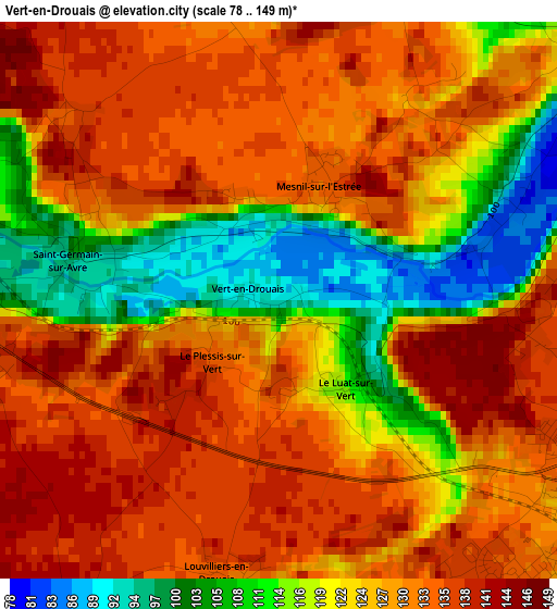 Vert-en-Drouais elevation map