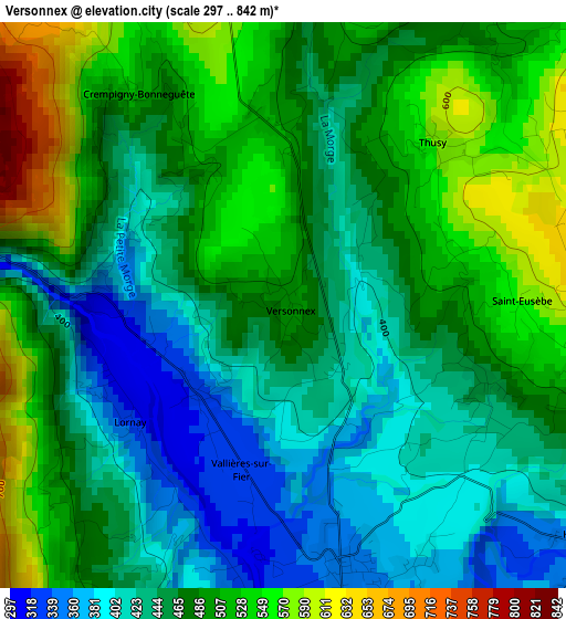 Versonnex elevation map