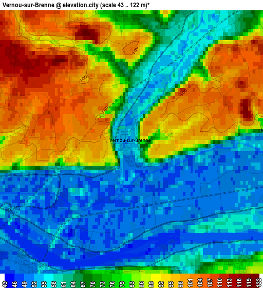 Vernou-sur-Brenne elevation map